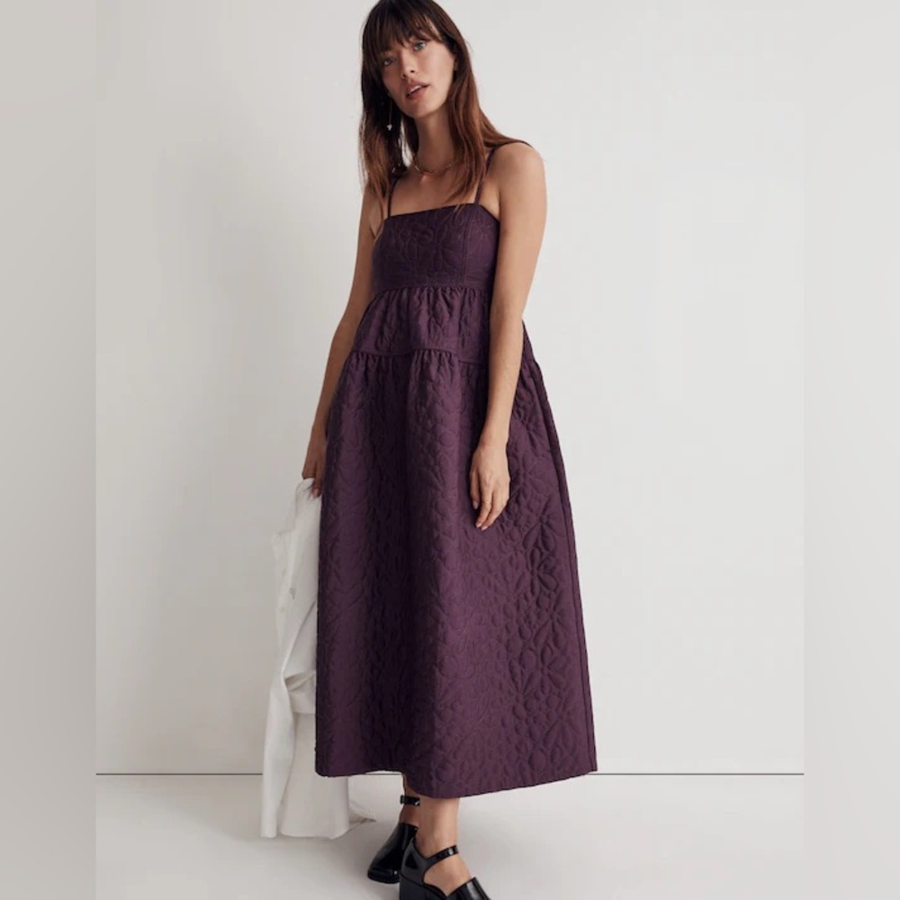 Madewell Floral Quilted Empire Midi Dress